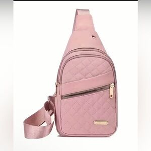 Women's Quilted Pink Sling Crossbody Bag
